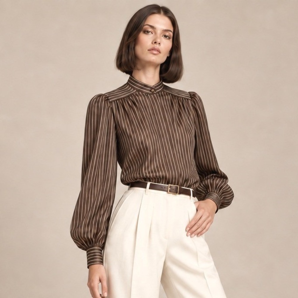 McCalls 8460 80s Revival Button Front Blouses Sz 8 Elevated Basics Tie Neck Chic